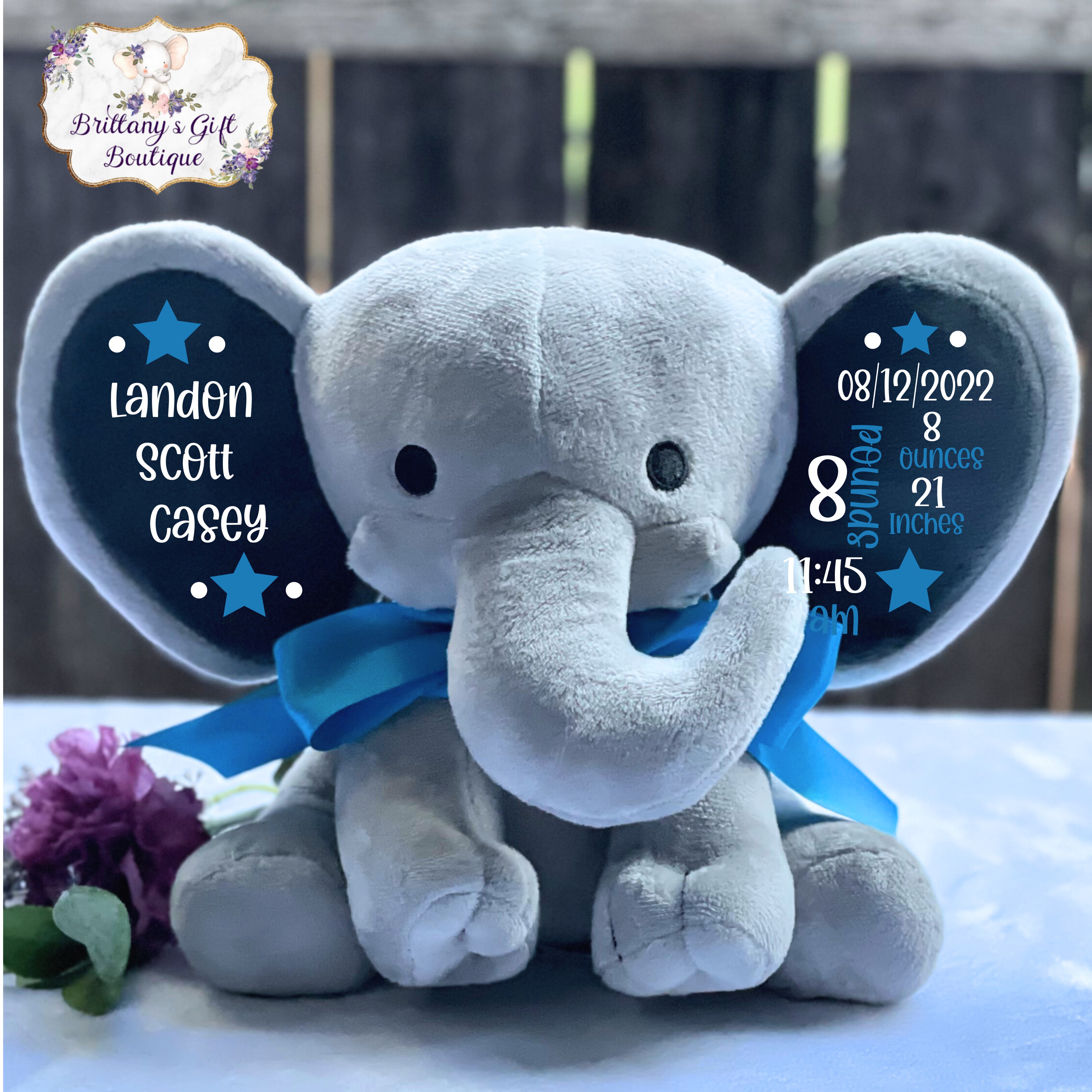 Birth announcement birth stats new baby gift elephant newborn present newborn gift baby shower baby gift baby keepsake